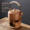 Tetera de Gres con Forma de Calabaza y Asa, Base Calentador de Velas de una Sola Pieza para Estufa de Té para Uso Doméstico, Estufa Pequeña para Preparar Té