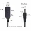 Cabo Booster USB 5V para 126V Bateria de Lítio 5V para 8.4V Cabeça Redonda 5.5 Cabo de Carregamento com Luz Cabo de Dados Portátil