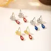 Pendientes de Flor de Rosa de Cobre y Circonita de Lujo Ligero para Mujer, Pendientes Versátiles de Gama Alta, Pendientes de Personalidad de Moda Europeos y Americanos al por Mayor
