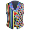 Chaleco con Botones de Nuevo Color Navideño de Comercio Exterior con Estampado Casual de Rayas y Cuadros