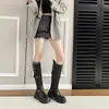 Botas largas de suela gruesa estilo Medela retro para mujer, negras, otoño/invierno, cómodas, adecuadas para figuras petite, convertibles con hebilla de cinturón, Botas Martin