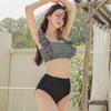 Traje de baño dividido estilo coreano 2023 para mujer, cintura alta, cobertura abdominal, adelgazante, moderno, fruncido, pecho pequeño, ideal para vacaciones en la playa.