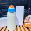 Nueva botella de agua térmica estilo macarrón de comercio exterior, hecha de acero inoxidable 304, con tapa abatible portátil, adecuada para hombres, mujeres y estudiantes; una botella de agua linda