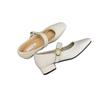 Zapatos Mary Jane de Cuero Genuino Elegantes Retro Estilo Francés Adelgazantes para Mujer con Tacones Gruesos, Punta Cuadrada, Boca Baja y Tacones Altos