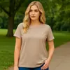 2025 Ombro Direito Gola Redonda 100% Algodão Manga Curta Camiseta Feminina Cintura Emagrecedora Aparência Verão Top Design Estampa