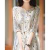 Jardim de verão brilhante e fresco! Vestido Romântico de Bom Temperamento com Forro Natural na Cor da Pele de Cintura Alta em Seda de Amora para Mulheres