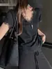 Camiseta blanca de manga corta con escote en V y encaje en contraste, estilo francés para mujer, nueva moda de verano, elegante, hombro normal, corte holgado