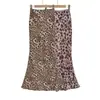 Ay796-26 Falda Estampada Estilo Nuevo Cintura Alta Adelgazante Sexy Ceñida a la Cadera Falda Midi Verano Retro Francés Impresionante Estampado de Leopardo