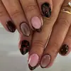 Uñas postizas Lefan más vendidas de otoño con estampado de leopardo carey, uñas postizas simples en forma de almendra, venta al por mayor
