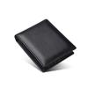 Billetera de hombre de piel de vaca lisa de capa superior personalizada, billetera de cuero genuino, multifuncional, ranura para tarjetas con protección antirrobo RFID, monedero