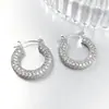 Brincos de Argola Circulares Totalmente Cravejados de Zircônia Vintage para Mulheres, Estilo Europeu e Americano, Elegantes Argolas, Simples Redondos Atacado Estilo Vintage