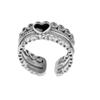 Corea del Sur Dongdaemun plata s925 encaje de amor retro superficie ancha abierto hueco anillo calle oscura Lolita apilado