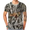 Estación independiente comercio electrónico transfronterizo camiseta para hombre patrón de selva bosque impresión 3D cuello redondo jersey exterior rama fabricantes