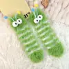 Calcetines de Invierno de Peluche de Monstruo para Mujer, Terciopelo de Visón Engrosados, Divertidos para Dormir, Calientes, de Oruga para el Suelo