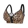 1Xl-4Xl Lingerie Fashion Estampa de Leopardo Tamanho Europeu e Americano Alças Ajustáveis Popularidade Transfronteiriça Fecho Frontal Sutiã Plus Size