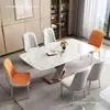 Juego de mesa y sillas de comedor minimalista de pizarra estilo italiano, mesa de comedor moderna simple de lujo ligero para apartamentos pequeños, mesa de comedor rectangular estilo occidental para uso doméstico