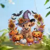 Linternas de Calabaza de Venta Caliente Transfronterizas para Halloween, Coronas de Esqueletos, Colgantes Redondos de Acrílico, Decoraciones para Ventanas, Carteles Colgantes para Porche