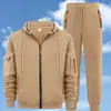 Novo Conjunto Casual Masculino Jaqueta Cardigan com Zíper Suéter com Capuz e Calça de Moletom Masculino Conjunto de Duas Peças para Primavera e Outono