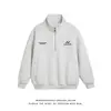 Sudadera con media cremallera de peso pesado para otoño para hombre Estilo High Street Europeo y Americano Chaqueta con letras bordadas y cuello alto Ropa exterior de retazos a rayas