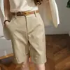 Pantalones Casuales de Traje para Mujer Modernos y Sofisticados, Nuevos Shorts de Pierna Ancha con Caída de Cintura Alta para Verano 2025