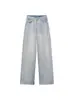 Jeans Rectos Elegantes Azul Claro para Mujer, Verano 2025, Talla Grande Forma de Pera, Cintura Alta, Pantalones de Pierna Ancha Adelgazantes