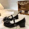 Zapatos de cuero para mujer con tacón grueso estilo francés 2026 primavera/otoño superventas retro versátiles lolita punta redonda Mary Jane de caña baja zapatos de vestir