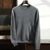 Suéter de Cashmere Masculino Simples de Cor Sólida para Outono e Inverno, Gola Redonda, Camada Base, Solto, Casual, Tricô Espesso e Quente Suéter Não