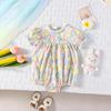 Ropa de Bebé Verano Nueva Niñas Bebé Princesa Vestido de Verano Estampado de Flores Lindo Vestido de Verano Estilo Occidental Manga Corta Traje de Gateo