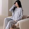 Pijama para Mujer Primavera y Otoño Algodón Puro Manga Larga Pantalón Dulce Degradado Casual Ropa de Casa 2025 Nuevo Traje Estilo Juvenil