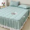 2024 Nueva Falda de Cama Estilo Princesa Pieza Única Colcha Acolchada Engrosada Cubierta Antipolvo Juego de Tres Piezas Cubierta de Falda de Cama con Encaje
