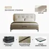 Cama Matrimonial de Cuero de Lujo Ligero de Uso Doméstico de Moda, Cama de Bodas, Modelo Nuevo Moderno Sencillo y Cómodo para Dormitorio Principal, Cama Grande de Madera Maciza