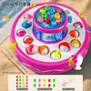Brinquedo Educacional Infantil de Pesca Magnética Elétrica Rotativa com Som e Luz, Camada Dupla, Presente Pequeno para Jardim de Infância