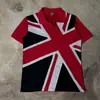 Camiseta de Verão Estilo Ins Europeu e Americano Transfronteiriço Estampa da Bandeira Union Jack Vermelha Clássica Versátil com Gola Polo