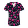 Algodón Transpirable Estampado de Dibujos Animados Ropa para Lavar Cuello en V Cepillado a Mano Ropa para Mujer Ropa de Enfermera Manga Corta Ropa de Trabajo para Quirófano Hombre