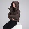 Jaqueta de Algodão com Capuz Feminina Nova para o Inverno 2026, Moderna e Versátil, Capuz Removível, Quente, Estilosa, Corte Amplo