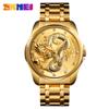 Reloj para Hombre Time Beauty Impermeable con Manecillas Luminosas Moda Dial Estéreo Grabado de Dragón Correa de Acero Reloj de Cuarzo para Hombre