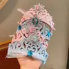 Estilo Coreano Princesa de Hielo y Nieve Corona Rosa Diadema Brillante Sencillo con Diamantes para Niños Niñas Año Nuevo Accesorios Azules Dinastía Han