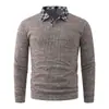 Nova coleção outono/inverno 2026: suéter de malha masculino com gola, estilo duas peças falsas, camada base versátil e casual para jovens