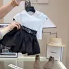 Nuevo Conjunto de Verano para Niñas Elegante Vestido Floral de Manga Corta con Pedrería Dulce Fresco Elegante Conjunto de Dos Piezas para Niñas