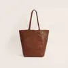 Bolsa de Playa Tejida Tipo Cubo para Mujer Primavera/Verano 2026, Cuero Genuino, Bolso de Hombro de Gran Capacidad, Bolsa Tejida de Primera Capa de Piel de Vaca