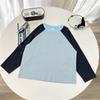 Camiseta de Manga Larga Estilosa de Algodón Puro Estilo Raglán para Niños, Nueva Colección Primavera y Otoño 2026 de Haima, Ropa Estilo Coreano para Niños