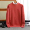 Suéter Nuevo de Lana Pura para Otoño e Invierno Grueso para Hombre Cuello Redondo Jacquard para Edad Media y Jóvenes Suéter Base Holgado Casual Suéter de Cachemira