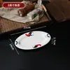 Cerámica de bajo vidriado, estilo vintage, porcelana nostálgica azul y blanca, cuenco con forma de gallo, cuenco para arroz, plato, plato hondo, plato de servir, juego de cuchara y cubiertos
