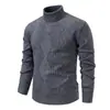Novedades de Punto para Hombre de Otoño e Invierno Transfronterizas con Forro de Polar Engrosado Casual de Cuello Alto Punto Cálido Prendas de Punto para Hombre Camisetas Interiores