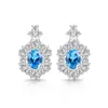 Brilho ao vivo venda quente brincos de imitação de gema colorida prata S925 brincos de tarraxa cor de ovo de pombo brincos de imitação de luxo formato de ovo Moissanite joias