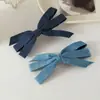 Pinza para el pelo de mezclilla con lazo lateral, pinza de resorte anudada, accesorio de pelo simple coreano para adulto, adorno para la cabeza, flor para el pelo