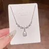 Collar cuadrado pequeño de circón ultrabrillante estilo coreano para mujer, lujo ligero, elegante, cadena para clavícula de acero de titanio de alta gama, venta al por mayor