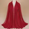 Artículo de Comercio Exterior de Alta Venta: Bufanda Larga Versátil de Gasa con Perlas, Cadena y Pedrería para Mujer, Elegante, Cómoda, Chal y Pañuelo de Cabeza Sencillos