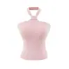 Top de una sola pieza con copas, diseño de doble capa, cuello halter, espalda descubierta, top sin mangas sexy para mujer, capa interior de verano