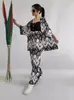 Roupa Feminina Verão 2024 Solta Tamanho Grande Estampada Manga Média Calça Wide Leg Conjunto Casual Feminino Tem Roupa Feminina Atacado